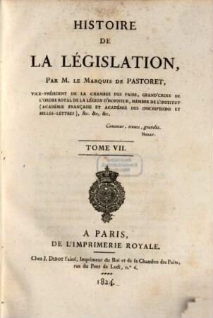 Histoire de la législation, 7