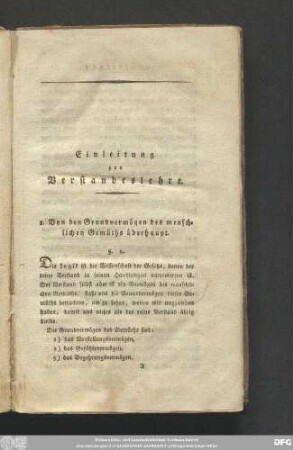 1. Von den Grundvermögen des menschlichen Gemüths überhaupt.