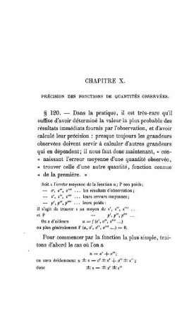 Chapitre X. Précision des Fontions de Quantités Observées.