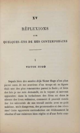 XV. Réflexions sur quelques-uns de mes contemporains