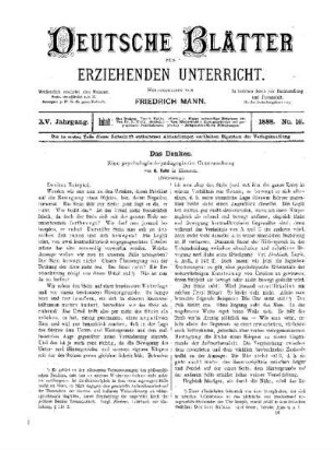 Das Denken : (Fortsetzung)
