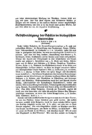 Selbstbetätigung der Schüler im biologischen Unterrichte : (Fortsetzung)