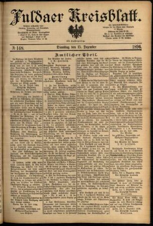 Erste Ausgabe vom Dienstag, den 15. Dezember 1896.