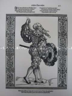 Kriegerdarstellung, Landsknecht mit Spieß, 1510/1530.