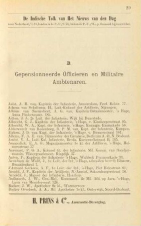 B. Gepensionneerde officieren en militaire ambtenaren