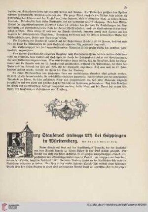 16: Burg Staufeneck (stufinegge 1257) bei Göppingen in Württemberg