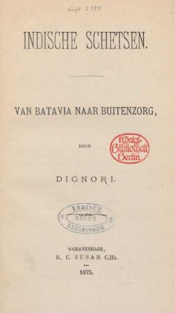 Indische schetsen : van Batavia naar Buitenzorg