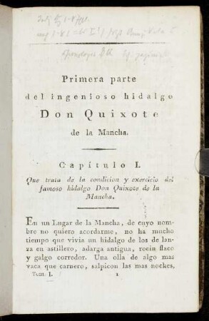 Primera parte del ingenioso hidalge Don Quixote de la Mancha