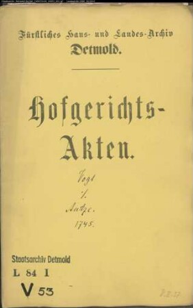 Vogt, Simon Eberhard zu Salzuflen gegen Friedrich Adolf Antze, Amtschreiber zu Brake - Schuldforderung