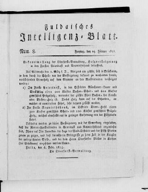 Num. 8, Ausgabe vom 24. Februar 1815