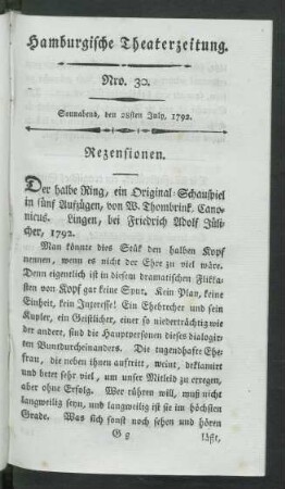 Nro. 30. Sonnabend, den 28sten July, 1792