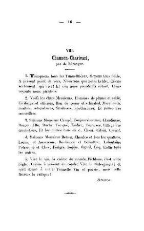 VIII. Chanson-Charivari pas de Béranger