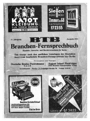 1941: Amtliches Fernsprechbuch für den Bezirk der Reichspostdirektion Berlin