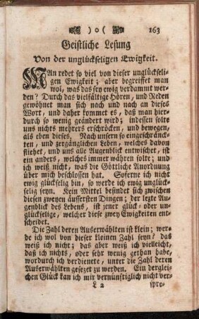 Geistlliche Lesung Von der unglückseligen Ewigkeit.