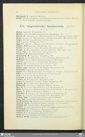 XIX. Ostpreußischer Bezirksverein.