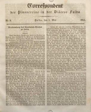 Nr. 9. Fulda, den 1. Mai 1851.