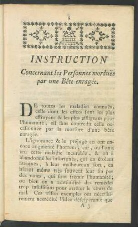Instruction Concernant le Personnes mordues par une Bête enragée