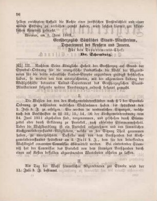 65. Ministerial-Bekanntmachung, die Wahl der Abgeordneten für die dritte ordentliche Landes-Synode betreffend