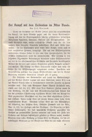 Der Kampf mit dem Heidentum im Alten Bunde