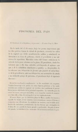 Fisonomía del país : El Presidente de la República y la juventud. - El señor Jorge A. Mitre.