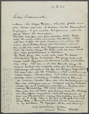 Brief von Georg Kolbe an Georg Swarzenski [Städelsches Kunstinstitut und Städtische Galerie, Frankfurt am Main]