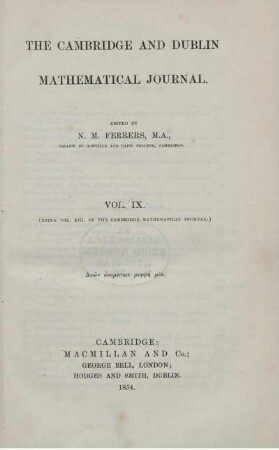 9: The Cambridge and Dublin mathematical journal