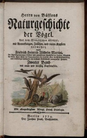 Bd. 2: Herrn von Büffons Naturgeschichte der Vögel. Zweeter Band