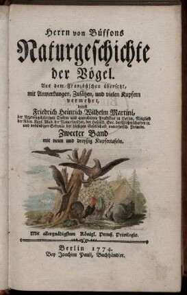 Bd. 2: Herrn von Büffons Naturgeschichte der Vögel. Zweeter Band