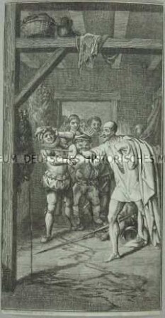 Illustration (Blatt 1 von 5) von Daniel Nikolaus Chodowiecki zu Miguel de Cervants' "Don Quixote"