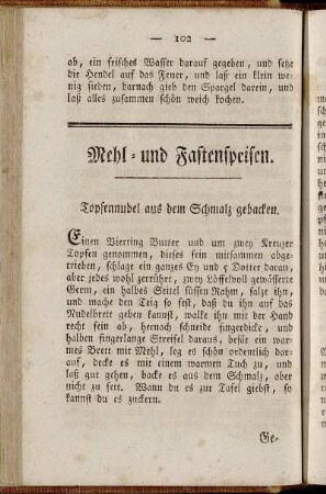 Mehl- und Fastenspeisen