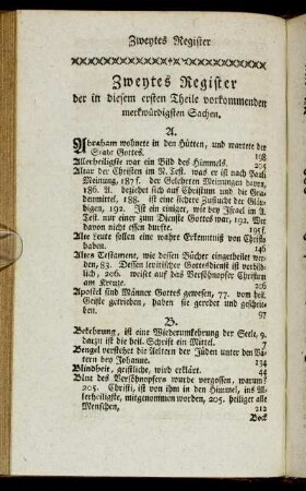 Zweytes Register der in diesem ersten Theile vorkommenden merkwürdigsten Sachen.