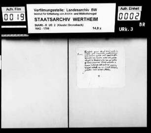 Johannes (Ioannes) Stumph, Laie zu Bronnbach (Brunbach), gelobt Gehorsam den Gesetzen und Regeln seines Ordens.