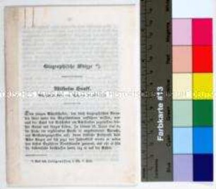 Nachruf und Lebensbeschreibung über den Schriftsteller Wilhelm Hauff