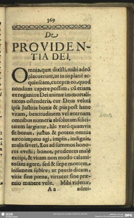 De Providentia Dei