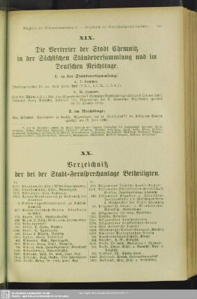XX. Verzeichnis der bei der Stadt-Fernsprechanlage Betheiligten