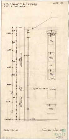 Fischer, Theodor; München - Westend, Bergmannstr.; Ledigenheim - Hofseite Süd (Ansicht)