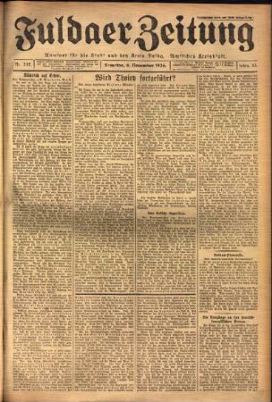 Erste Ausgabe vom Samstag, den 06. November 1926.