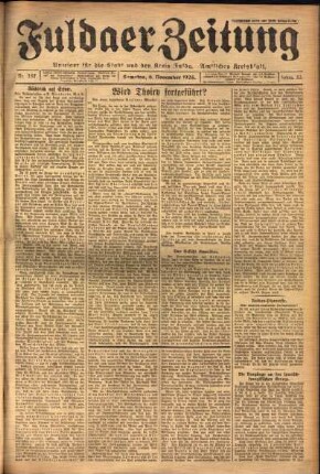 Erste Ausgabe vom Samstag, den 06. November 1926.