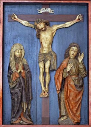 Dreiflügliger Schnitzaltar — Kreuzigung Christi