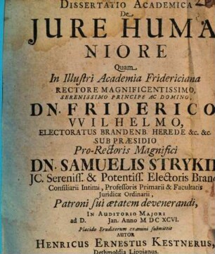 Dissertatio Academica De Iure Humaniore