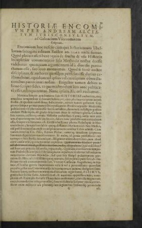 Historiae Encomium per Andream Alciatum Iuris Consultum