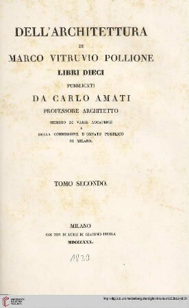 Band 2: Dell'architettura di Marco Vitruvio Pollione libri dieci