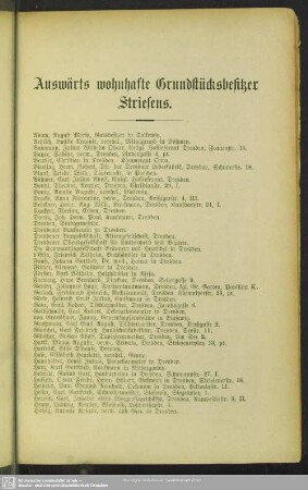 Auswärts wohnhafte Grundstücksbesitzer Striesens