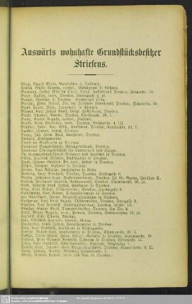 Auswärts wohnhafte Grundstücksbesitzer Striesens