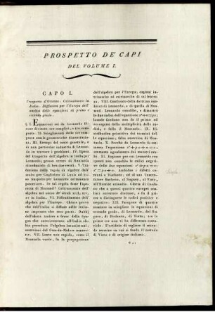 Prospetto de Capi del Volume I.