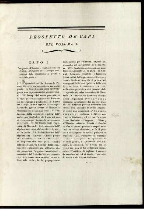 Prospetto de Capi del Volume I.