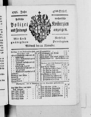 47tes Stück., Ausgabe vom 22. November 1786