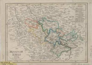 Karte vom Amt Meißen, ca. 1:500 000, Kupferstich, 1809 : Der Meisnische Kreis. - [Ca. 1:500 000]. - Leipzig : Schreibers Erben , 1809. - 1 Kt. : grenzkol. Kupferst. ; 26 x 19 cm