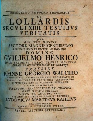 Dissertatio historico-theologica de lollardis seculi XIIII. testibus veritatis