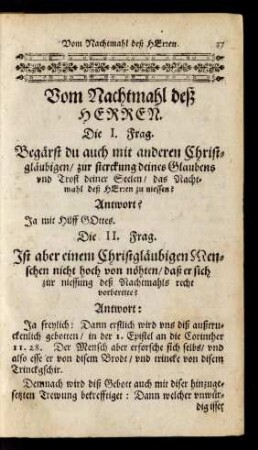 Vom Nachtmahl deß Herren.